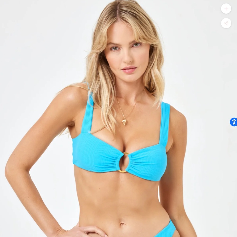 L*Space Willow Bikini Top in Blue, Size: M